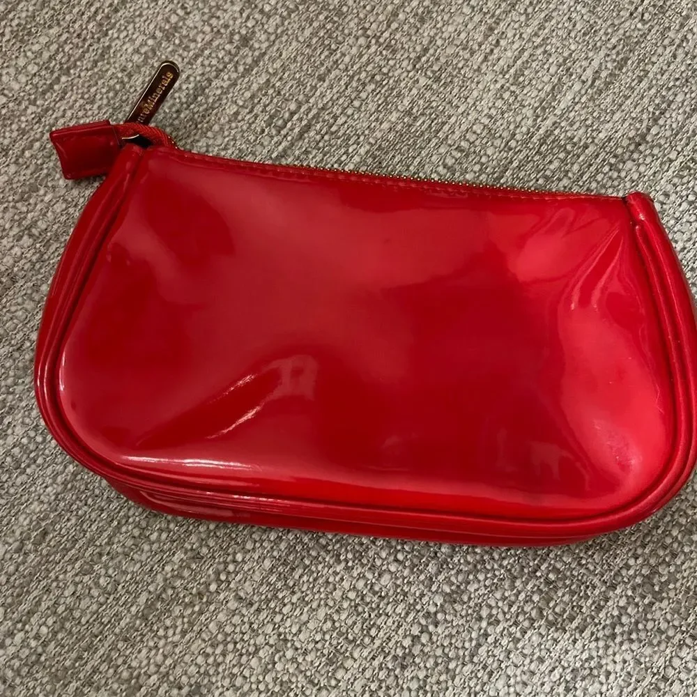 BareMinerals red patent leather medium size cosmetics bag